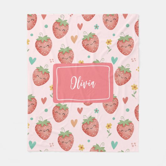 Couverture Polaire Fraises Mignonnes Kawaii (Devant)