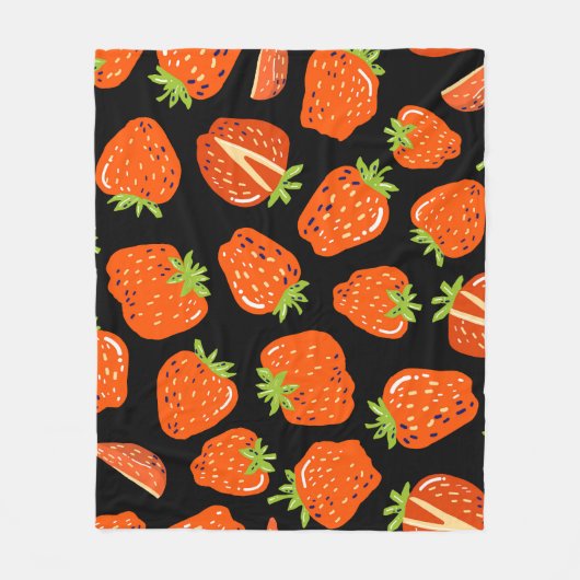 Couverture Polaire Fraises Noir : Texture Vintage sans fil (Devant)