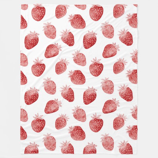 Couverture Polaire Fraises Points Rouges Blancs (Devant)