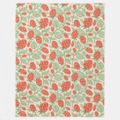 Couverture Polaire Fraises rouges et feuilles verts motif (Devant)