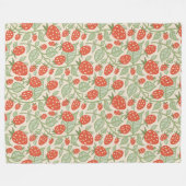Couverture Polaire Fraises rouges et feuilles verts motif (Devant (Horizontal))