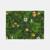 Couverture Polaire Fraises sauvages, jaunes et vertes (Devant (Horizontal))