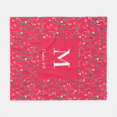 Couverture Polaire Framboise FLEURI | MONOGRAMME | Christian (Devant (Horizontal))