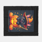 Couverture Polaire Française Bulldog sorcière Citrouille Halloween Ho (Devant (Horizontal))