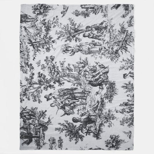 Couverture Polaire Française toile de jouy noir et blanc élégant (Devant)