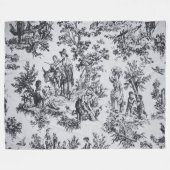 Couverture Polaire Française toile de jouy noir et blanc élégant (Devant (Horizontal))