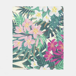 Couverture Polaire Frangipani Tropical : Vintage rose-blanc.