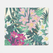 Couverture Polaire Frangipani Tropical : Vintage rose-blanc. (Devant (Horizontal))
