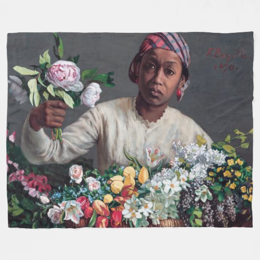 Couverture Polaire Frédéric Bazille - Jeune femme aux pivoines (Devant (Horizontal))