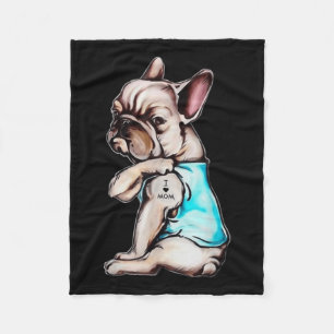 Couverture Polaire French Bulldog Chien Tattoo I Love Mom Mothers Day