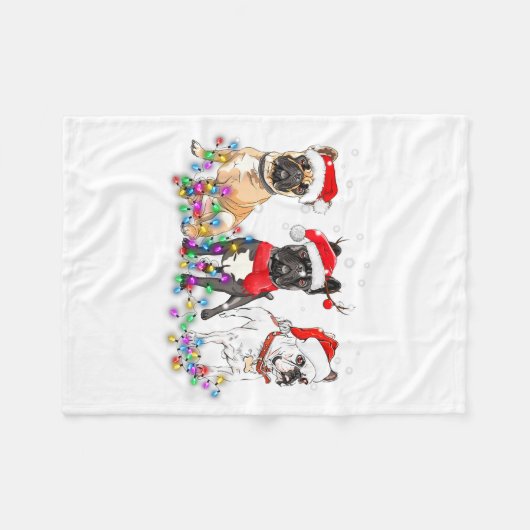 Couverture Polaire French Bulldog Dog Christmas Lights Cute Pet Match (Devant (Horizontal))