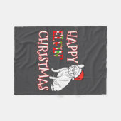 Couverture Polaire French Bulldog Funny Santa Hat Happy Elfin Christm (Devant (Horizontal))