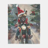 Couverture Polaire French Bulldog Riding Moto Noël (Devant)
