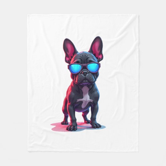 Couverture Polaire French Bulldog SciFi avec lunettes de soleil Cool (Devant)