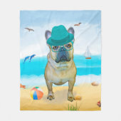 Couverture Polaire French Bulldog sur la plage (Devant)