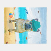 Couverture Polaire French Bulldog sur la plage (Devant (Horizontal))