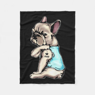Couverture Polaire French Bulldog Tattoos I Love Papa assis Cadeau Gr