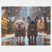 Couverture Polaire French Bulldogs Christmas Snow Holiday (Devant (Horizontal))