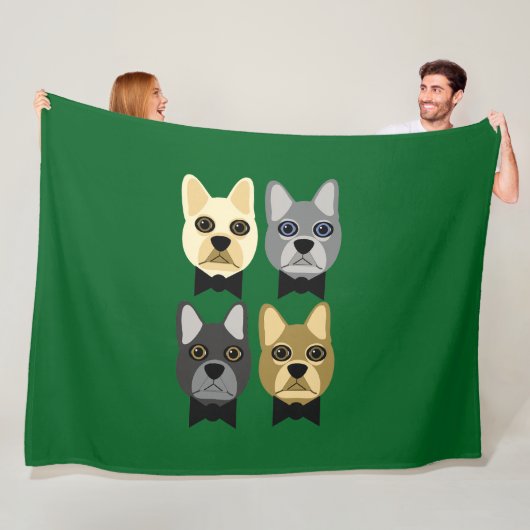 Couverture Polaire French Bulldogs Green (En situation)