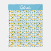 Couverture Polaire French Country Lemon Blue Tile Pattern (Devant)