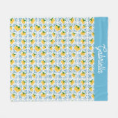 Couverture Polaire French Country Lemon Blue Tile Pattern (Devant (Horizontal))