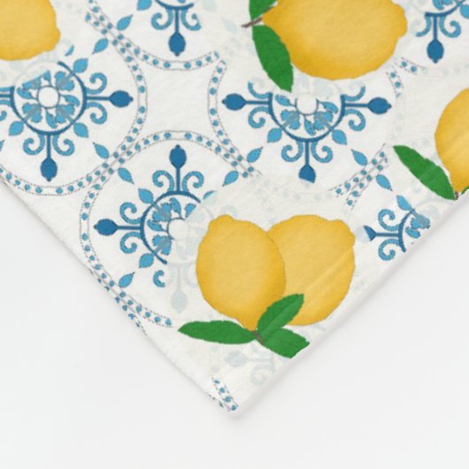 Couverture Polaire French Country Lemon Blue Tile Pattern (Coin)