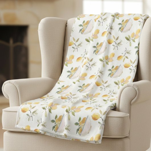 Couverture Polaire French Country Lemon Pattern Fleece Blanket