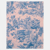 Couverture Polaire French toile de jouy bleu et rose élégant (Devant)