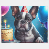 Couverture Polaire Frenchie Birthday Bash : Un mignon Bulldog françai (Devant (Horizontal))