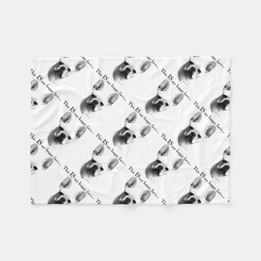 Couverture Polaire Frenchie Happy Face (Devant (Horizontal))