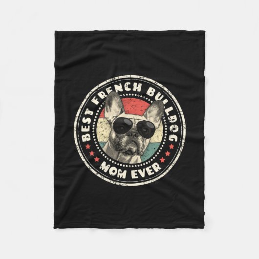Couverture Polaire Frenchie Mom Ever Retro Français Bulldog Lover Pro (Devant)