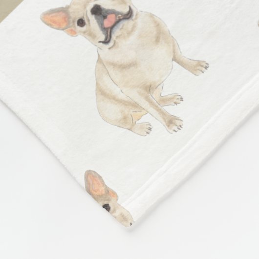 Couverture Polaire Frenchie personnalisé (Fawn Tan Cream) (Coin)