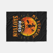 Couverture Polaire Frenchie Rides Shotgun French Bulldog Lover Hallow (Devant (Horizontal))