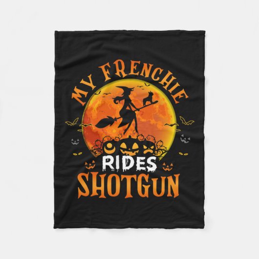 Couverture Polaire Frenchie Rides Shotgun French Bulldog Lover Hallow (Devant)