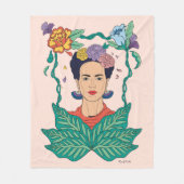 Couverture Polaire Frida Kahlo Graphisme du cadre floral (Devant)