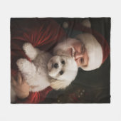 Couverture Polaire Frise de Bichon avec Noël Festif du Père Noël (Devant (Horizontal))