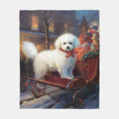 Couverture Polaire Frise de Bichon Frise Festin de Noël (Devant)