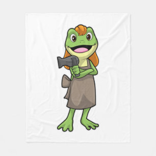 Couverture Polaire Frog as Hairdresser with Hairdryer