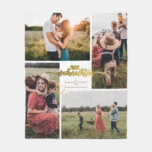 Couverture Polaire Frohe Weihnachten German Christmas 4 Photo Collage (Devant)