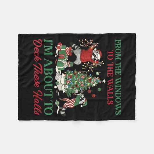 Couverture Polaire From The Windows To Deck These Halls Raccoon Xmas  (Devant (Horizontal))