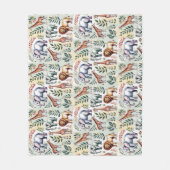 Couverture Polaire Front view features a playful pattern with cartoon (Devant)
