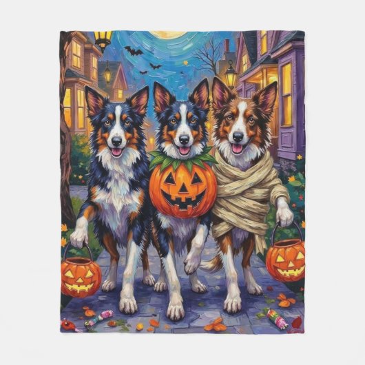 Couverture Polaire Frontière Collie Chiens Trick-or-Treating à Hallow (Devant)