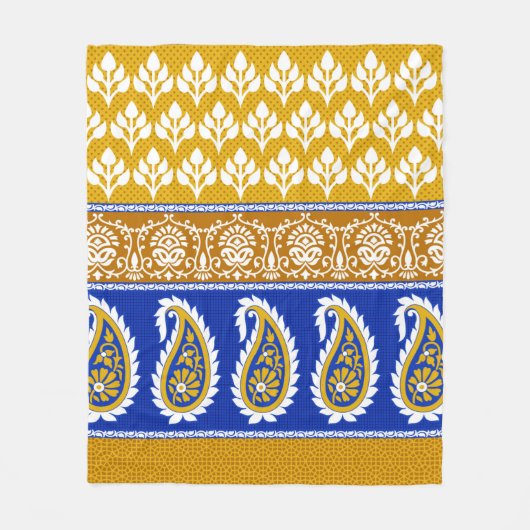 Couverture Polaire Frontière traditionnelle indienne paisley (Devant)