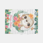 Couverture Polaire Frontières tropicales Hibiscus Fleurs Parcelles Pe (Devant (Horizontal))