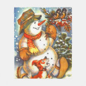 Couverture Polaire Frosty bonhomme de neige et amis Fun Noël (Devant)