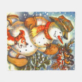 Couverture Polaire Frosty bonhomme de neige et amis Fun Noël (Devant (Horizontal))