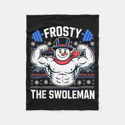 Couverture Polaire Frosty The Swoleman Funny Ugly Christmas Sweater G (Devant)