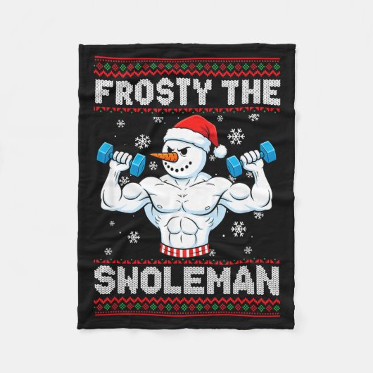 Couverture Polaire Frosty The Swoleman Ugly Christmas Sweater Funny S (Devant)