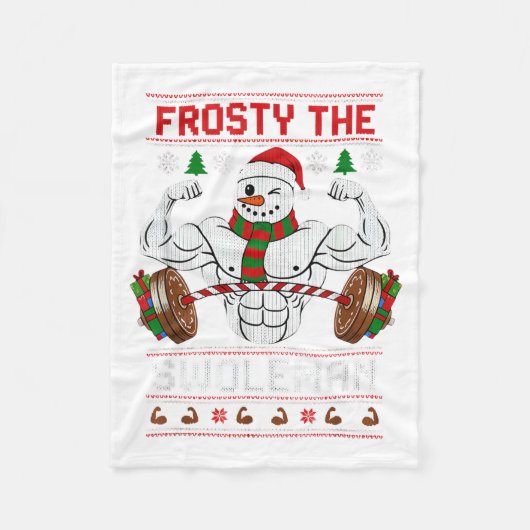 Couverture Polaire Frosty The Swoleman Ugly Christmas Sweater Funny X (Devant)