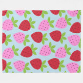 Couverture Polaire Fruit aux fraises rétro Motif rose rouge bleu (Devant (Horizontal))